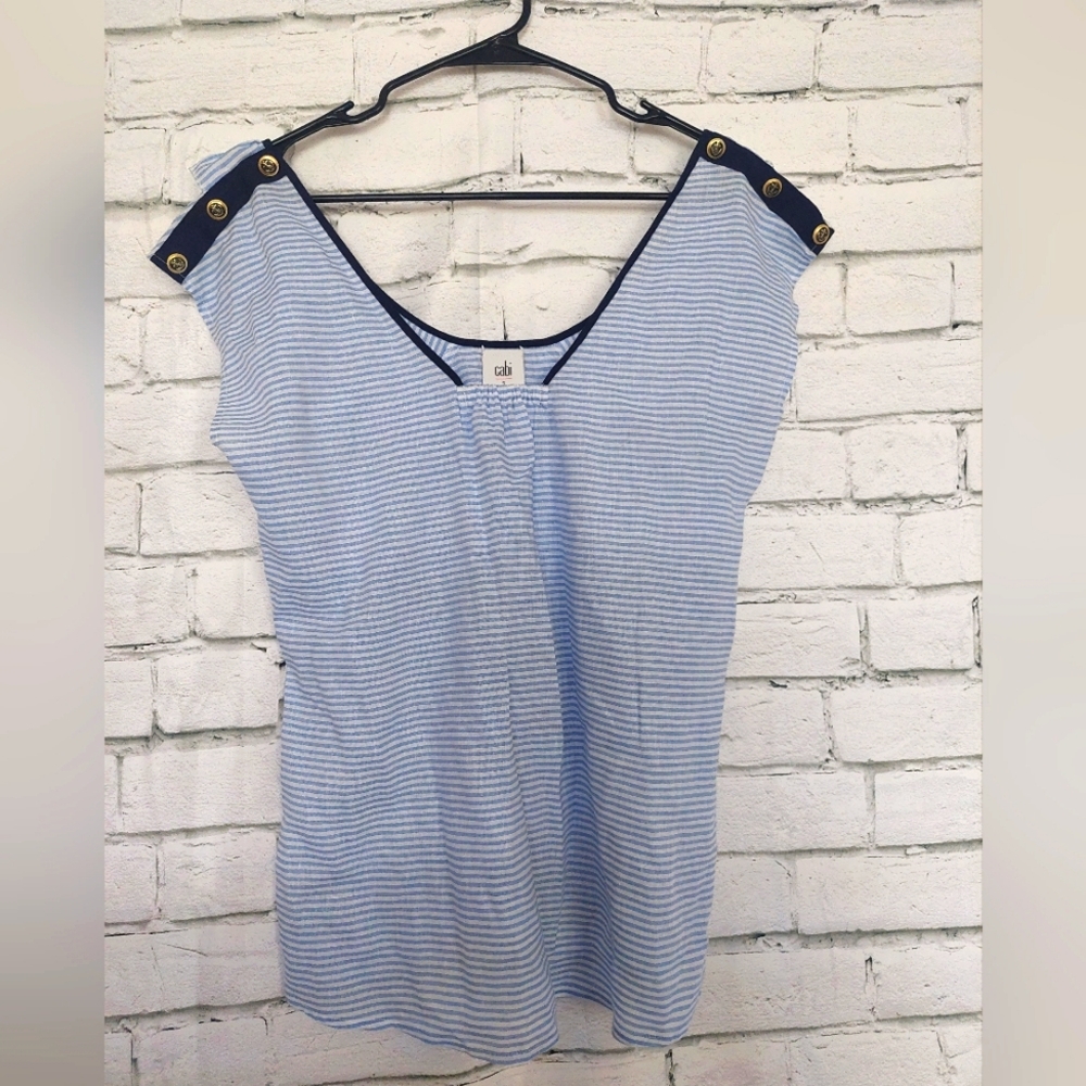 Cabi 5600 Windward Top - Women's Size Small - Nautical Blue & White Striped VGUC